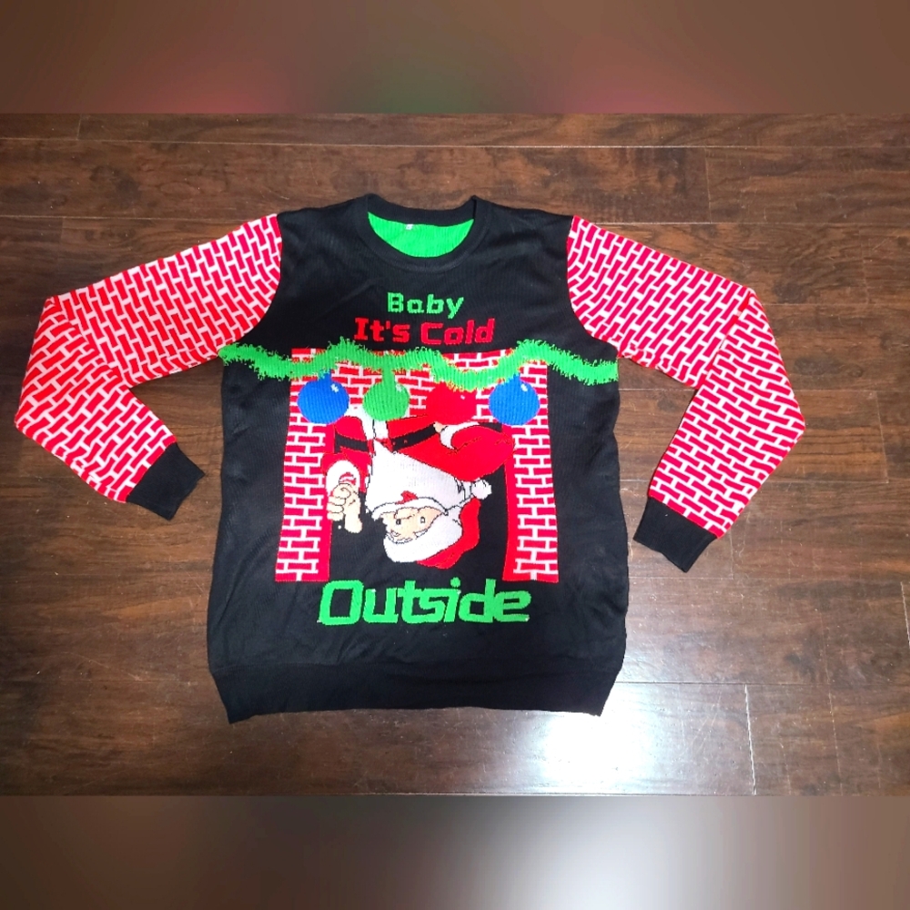 Santa Light Up Christmas Sweater Men's XL